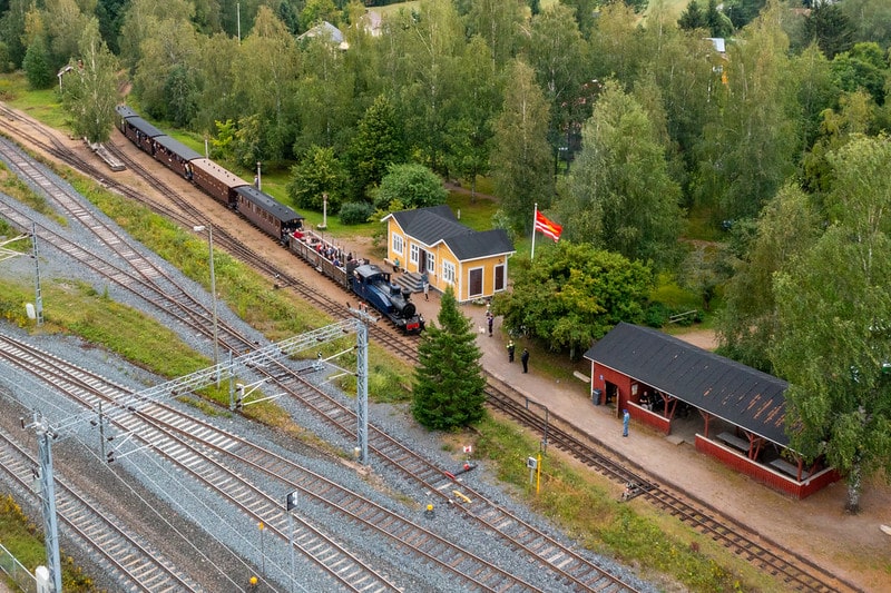 Air view from the Museum train at the station