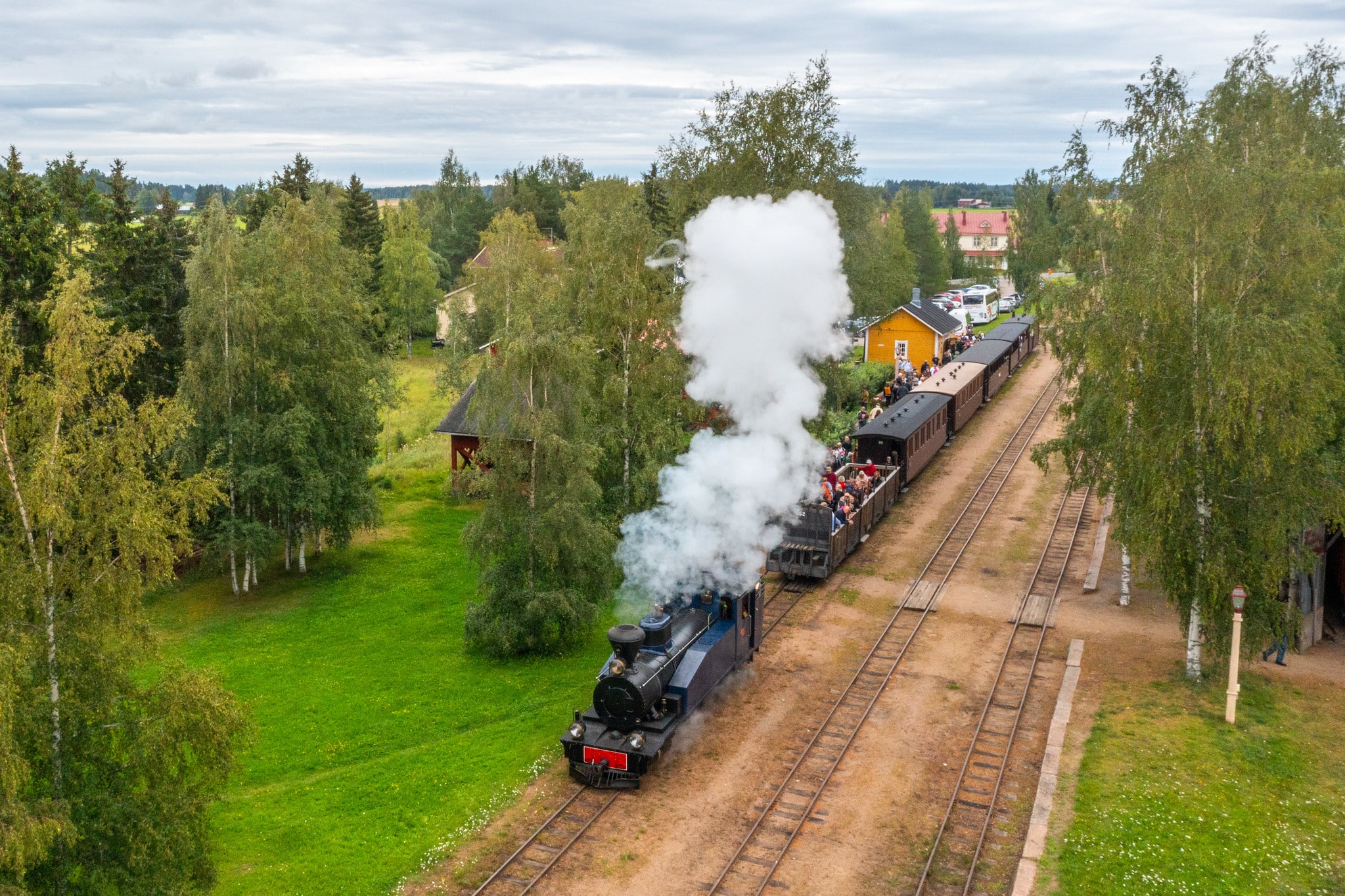 Ilmakuva Jokioisten museorautatieltä