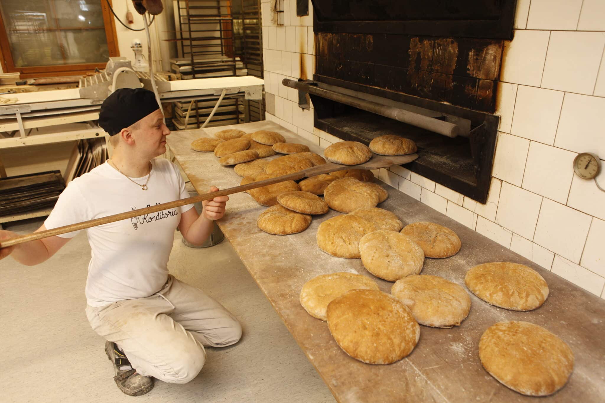 Local baker preparing bread