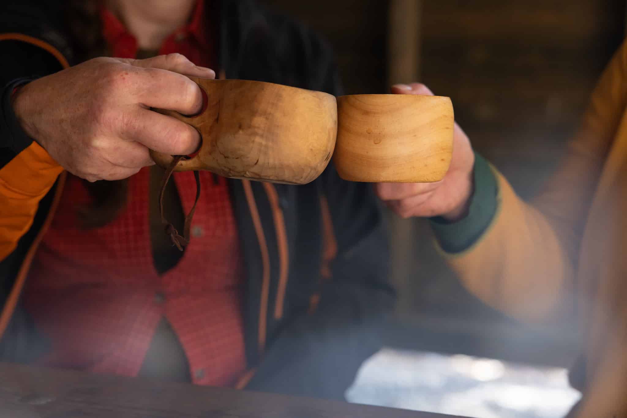 Two wooden cups at Torronsuo National park