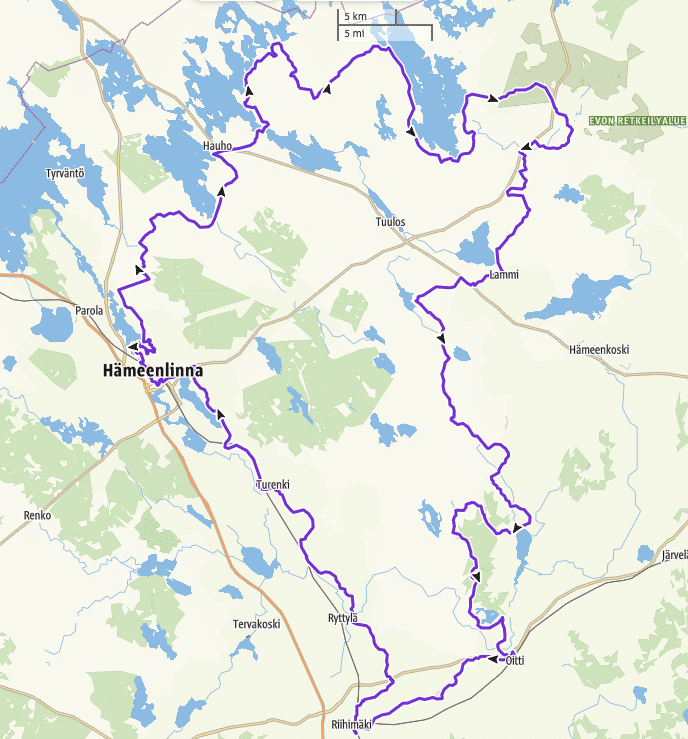 Kuva reittikartasta.