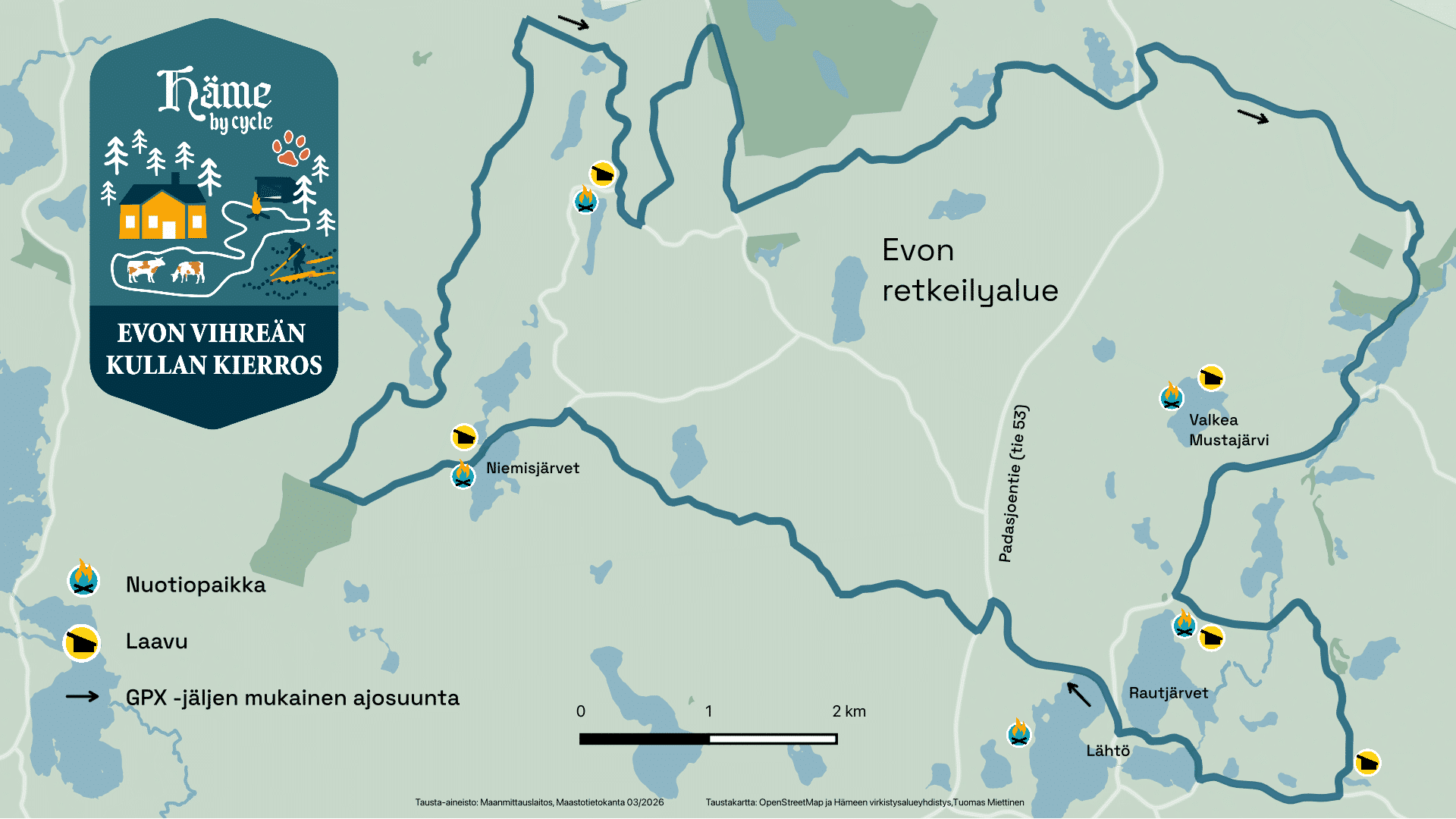 Kuva reittikartasta.
