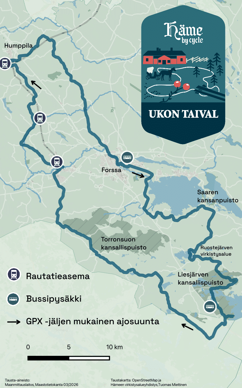 Karttakuva Ukon taival reitistä.