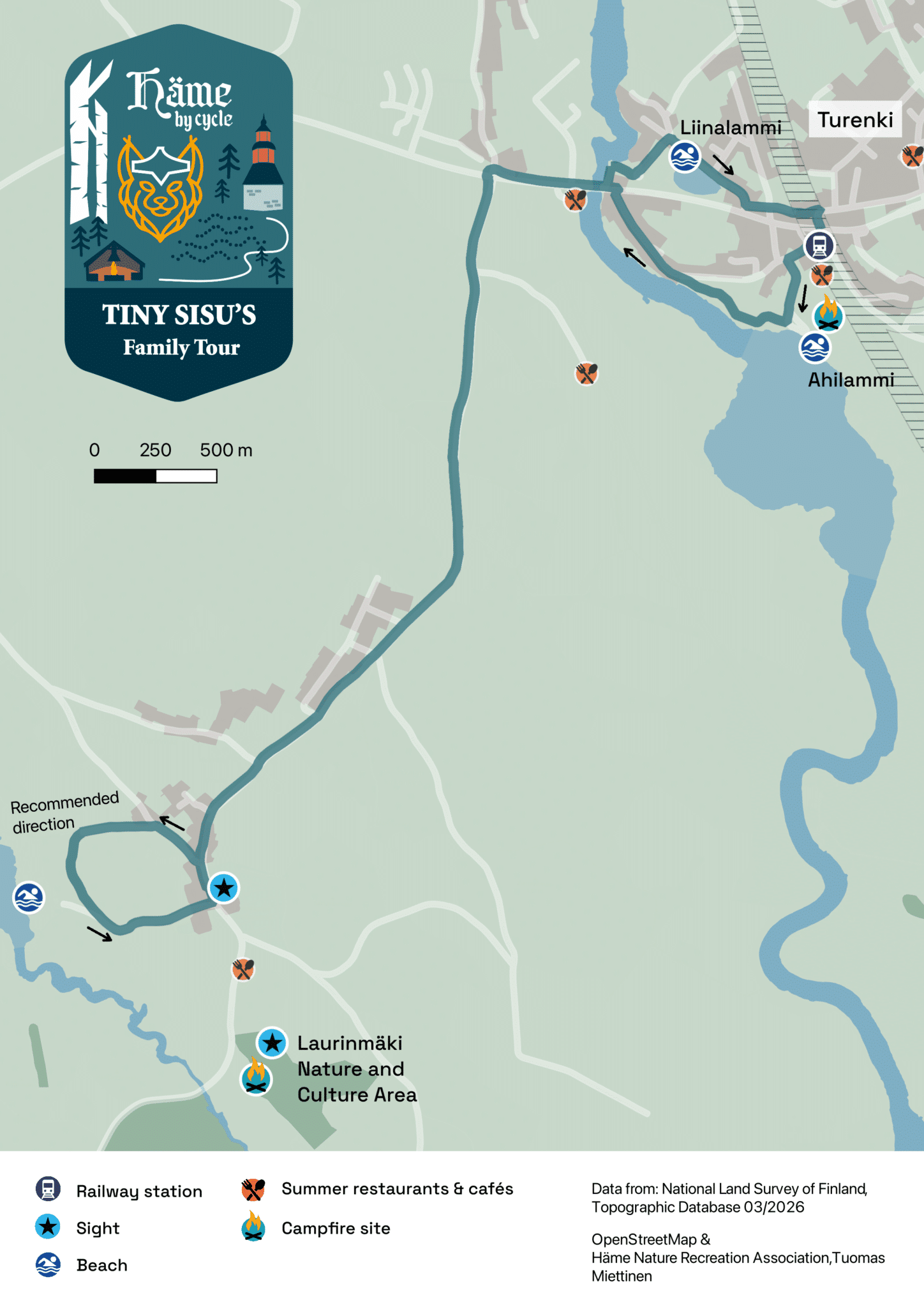 Route map of Tiny-Sisus Family tour.